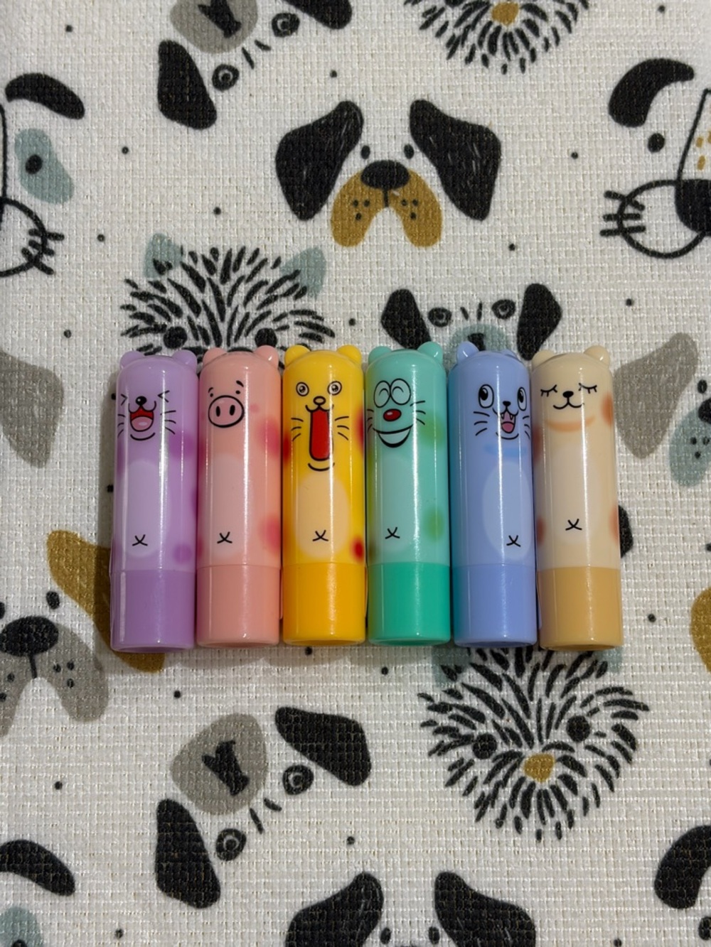 Set of 6 animal fruit lip balms